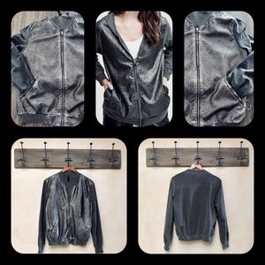 🪶New! Venti6 BOUTIQUE Italian Gunmetal Zip-Down L/S Pocket Jacket-M
